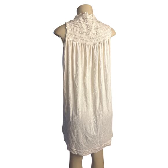 Women M Comune Jules Smocked Neck Ivory Oatmeal Sleeveless Shift Dress - Picture 5 of 7